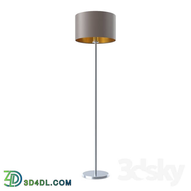 Floor lamp - 95172 Floor lamp MASERLO_ 1х60W _E27__ Ø380_ H1510_ matt nickel _ textiles_ cappuccino_ gold