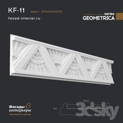 Decorative plaster - Gypsum frieze - KF-11. Dimensions _40x200x1000_. Exclusive series of decor _Geometrica_. 