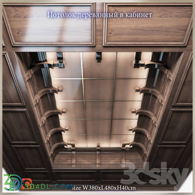 Decorative plaster - Wooden ceiling in office