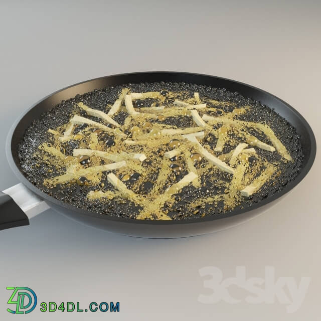 Other kitchen accessories - Frying pan with fried potato