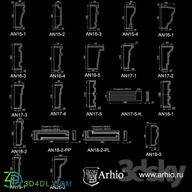 Decorative plaster - Collection trims Arhio_ _AN15-AN20_