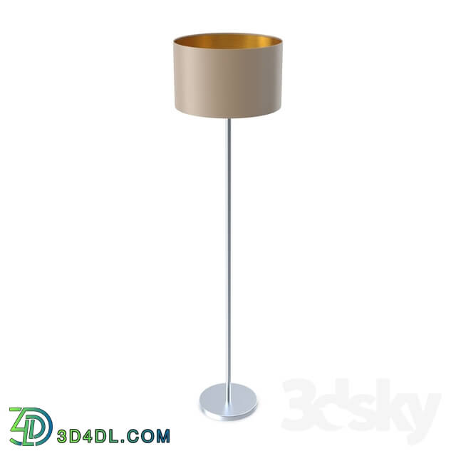 Floor lamp - 95171 Floor lamp MASERLO_ 1х60W _E27__ Ø380_ H1510_ nickel matt _ textile_ gray-brown_ gold