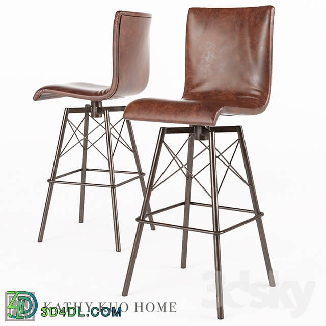 Chair - Crenshaw Industrial Loft Iron Leather Bar Stool