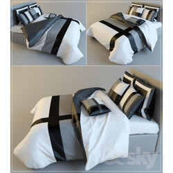 Bed - black and white bedding 