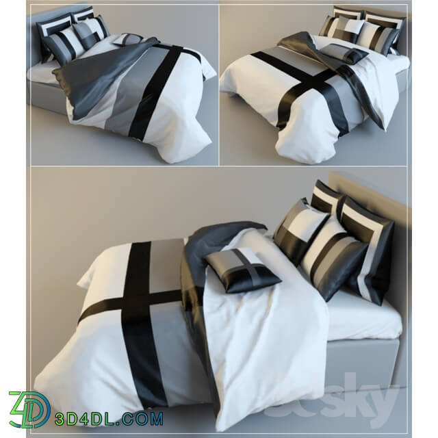 Bed - black and white bedding