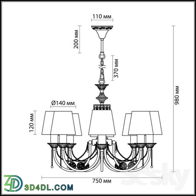 Ceiling light - Chandelier Odeon Light 3222_8 IGNESSA