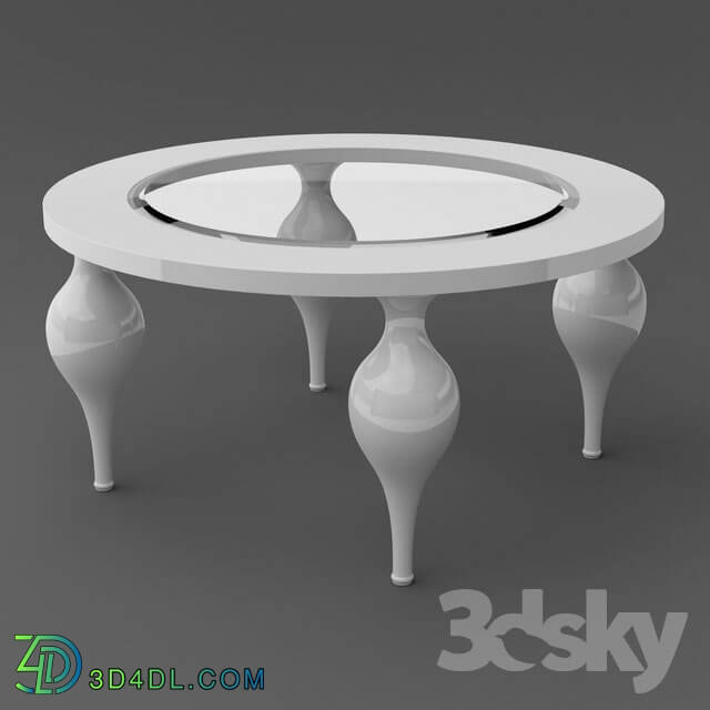 Table - OM Dining table with round tabletop FratelliBarri PALERMO in finishing white shiny varnish_ FB.DT.PL.42