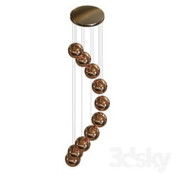 Ceiling light - chandelier from pendant balls with a copper texture 