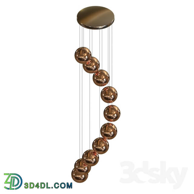Ceiling light - chandelier from pendant balls with a copper texture