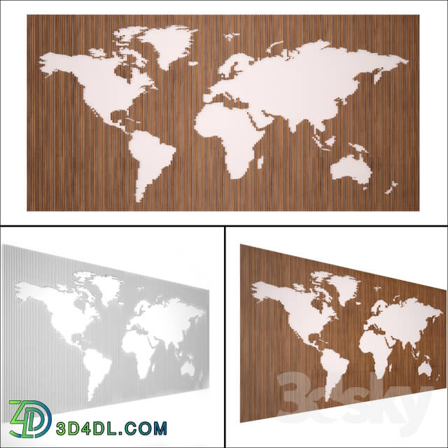 3D panel - world map