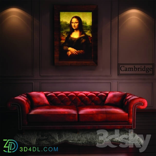 Sofa - Cambridge chester Sofa _ fur Carpet _ Monalisa Painting