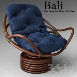 Arm chair - Bali Rattan Papasan Swivel Rocker with Cushion 