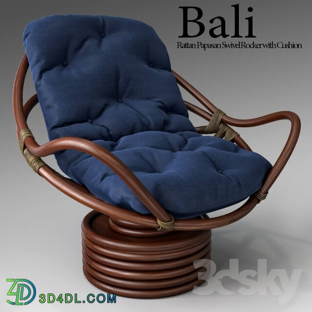 Arm chair - Bali Rattan Papasan Swivel Rocker with Cushion