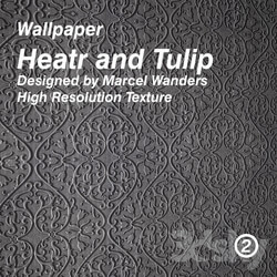 Wall covering - Heart and Tulip Wallpaper 