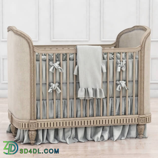 Bed - RH Belle Upholstered Crib _distressed linen_
