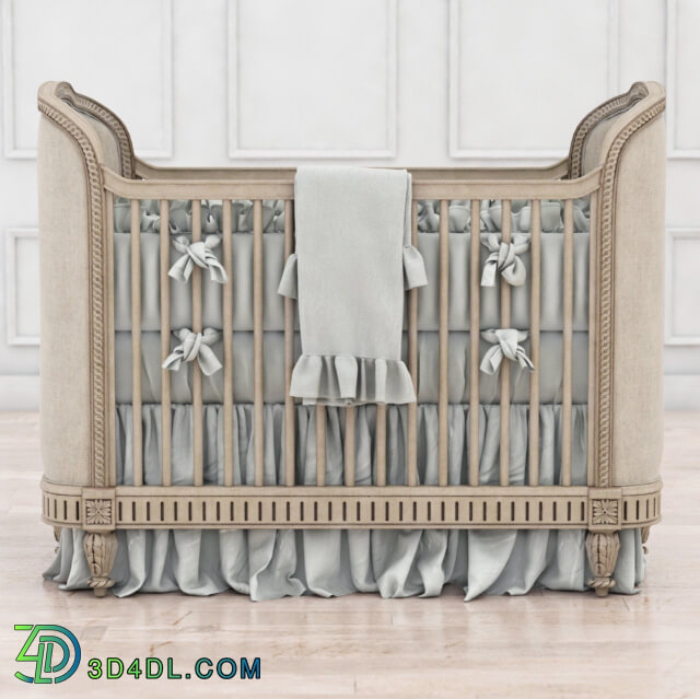 Bed - RH Belle Upholstered Crib _distressed linen_