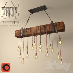 Ceiling light - Chandelier made of wooden beams DIY 