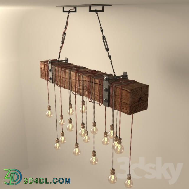 Ceiling light - Chandelier made of wooden beams DIY