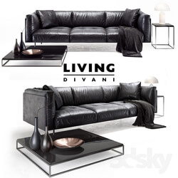 Sofa - Living divani leather rod sofa 