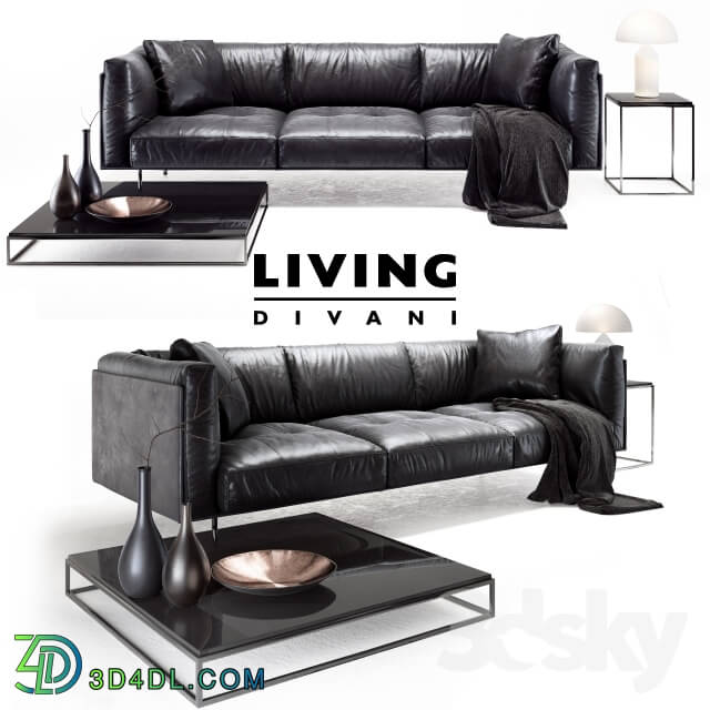 Sofa - Living divani leather rod sofa