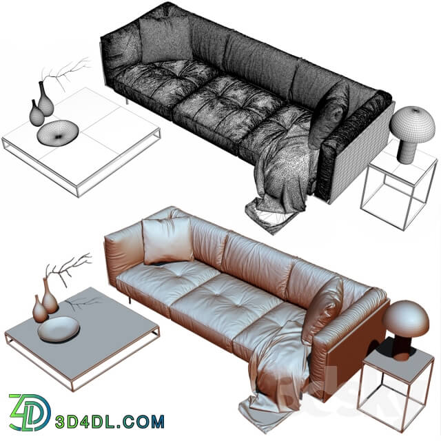 Sofa - Living divani leather rod sofa