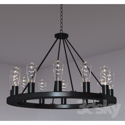 Ceiling light - Lacey Wide Round Black Chandelier 