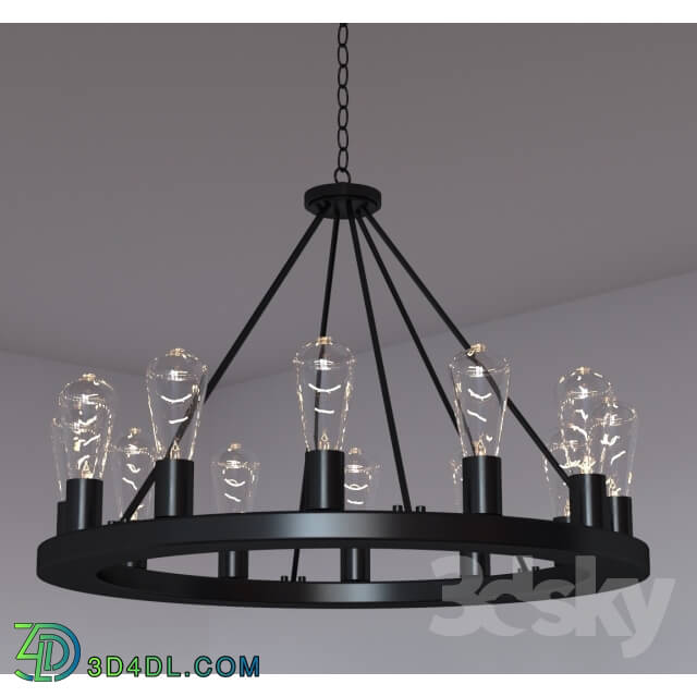 Ceiling light - Lacey Wide Round Black Chandelier