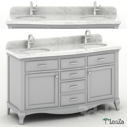 Bathroom furniture - 60 _Double sink wooden vanity with Carrara marble top 