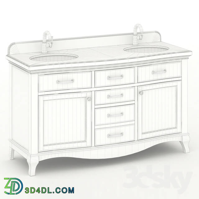 Bathroom furniture - 60 _Double sink wooden vanity with Carrara marble top