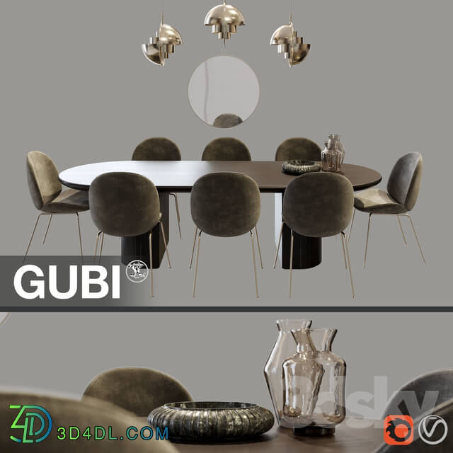 Table _ Chair - Gubi Dining Set 1