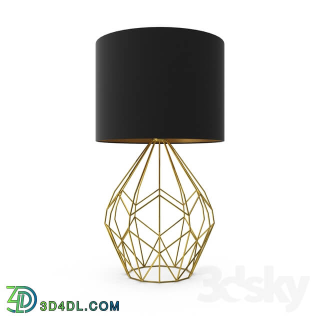 Table lamp - 95186 Table lamp PEDREGAL_ 1х60W _E27__ Ø350_ H645_ steel_ brass _ cloth_ black_ gold
