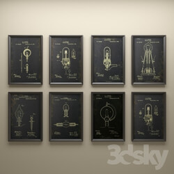 Frame - RH Edison Lightbulb Patent Document - Black 