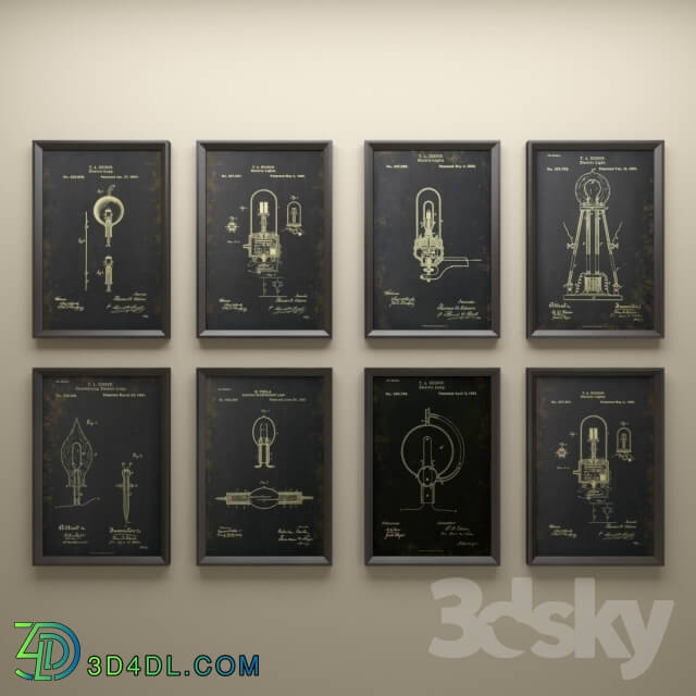 Frame - RH Edison Lightbulb Patent Document - Black