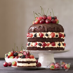 Food and drinks - Cake and cake with berries 