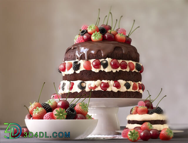 Food and drinks - Cake and cake with berries
