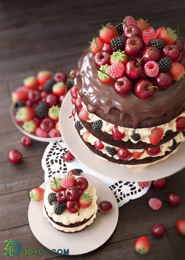 Food and drinks - Cake and cake with berries