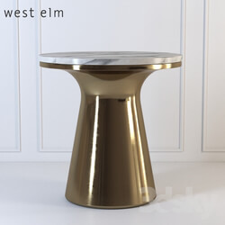 Table - Marble Topped Pedestal Side Table 