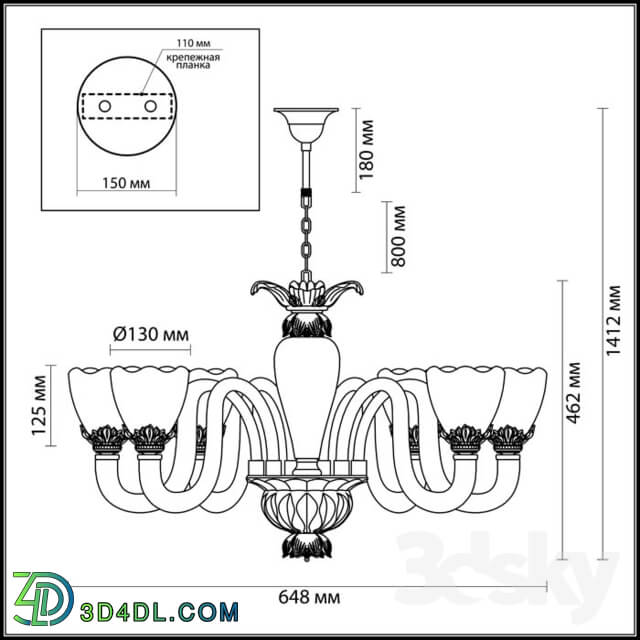 Ceiling light - Chandelier ODEON LIGHT 4003_6 FLORIANA