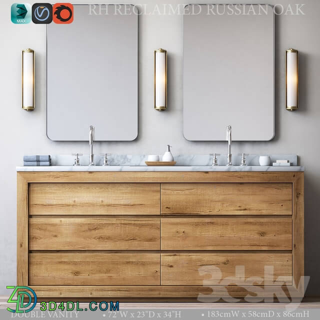 Bathroom furniture - RECLAIMED RUSSIAN OAK DOUBLE VANITY