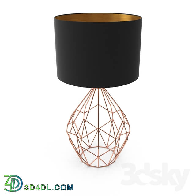 Table lamp - 95185 Table lamp PEDREGAL_ 1х60W _E27__ Ø350_ H645_ steel_ copper _ cloth_ black_ copper