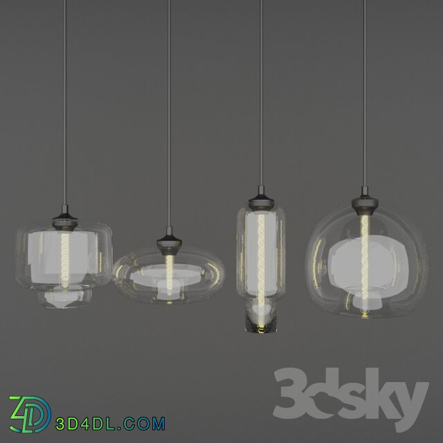 Ceiling light - a set of glass lamps _02_