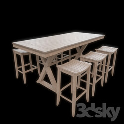 Table _ Chair - American Style Bar Stool Set 