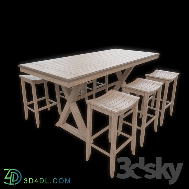 Table _ Chair - American Style Bar Stool Set