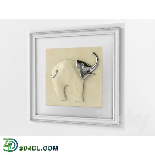 Other decorative objects - Bas-relief _Combative elephant_