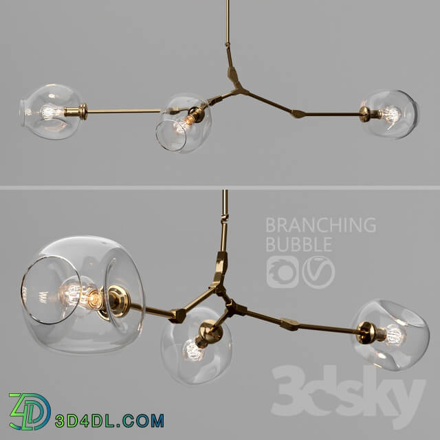 Ceiling light - Branching bubble 3 lamps by Lindsey Adelman CLEAR _ GOLD