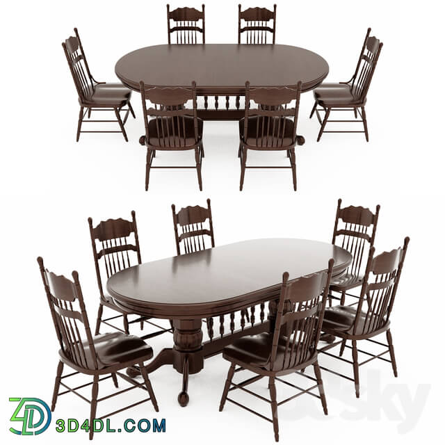 Table _ Chair - Dark wood kitchen table and chairs