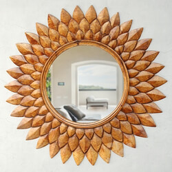 Mirror - Round Carved Lotus Mirror 