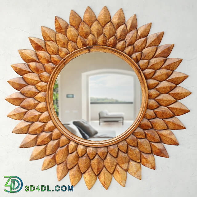 Mirror - Round Carved Lotus Mirror
