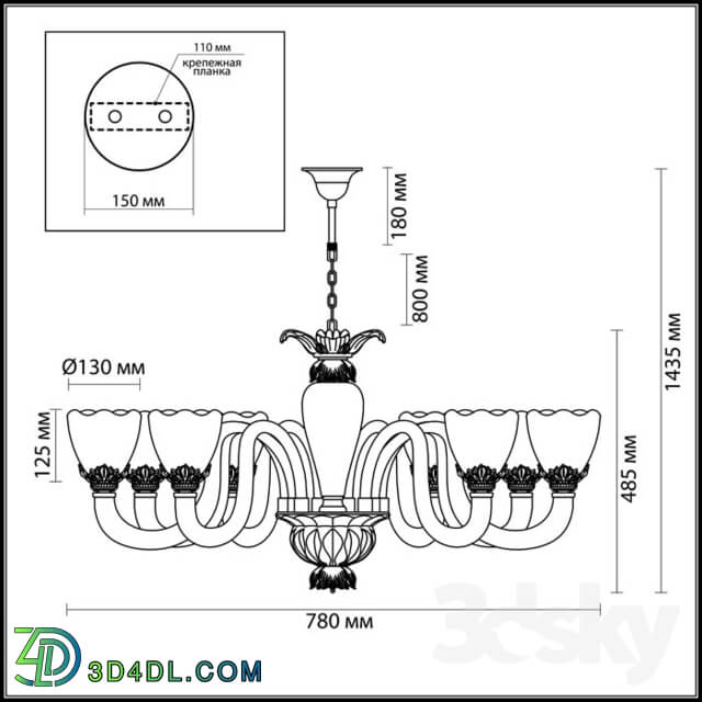 Ceiling light - Chandelier ODEON LIGHT 4003_8 FLORIANA