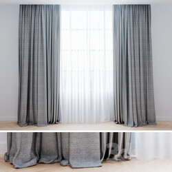 Curtain - Curtains gray with tulle _ Modern curtains 
